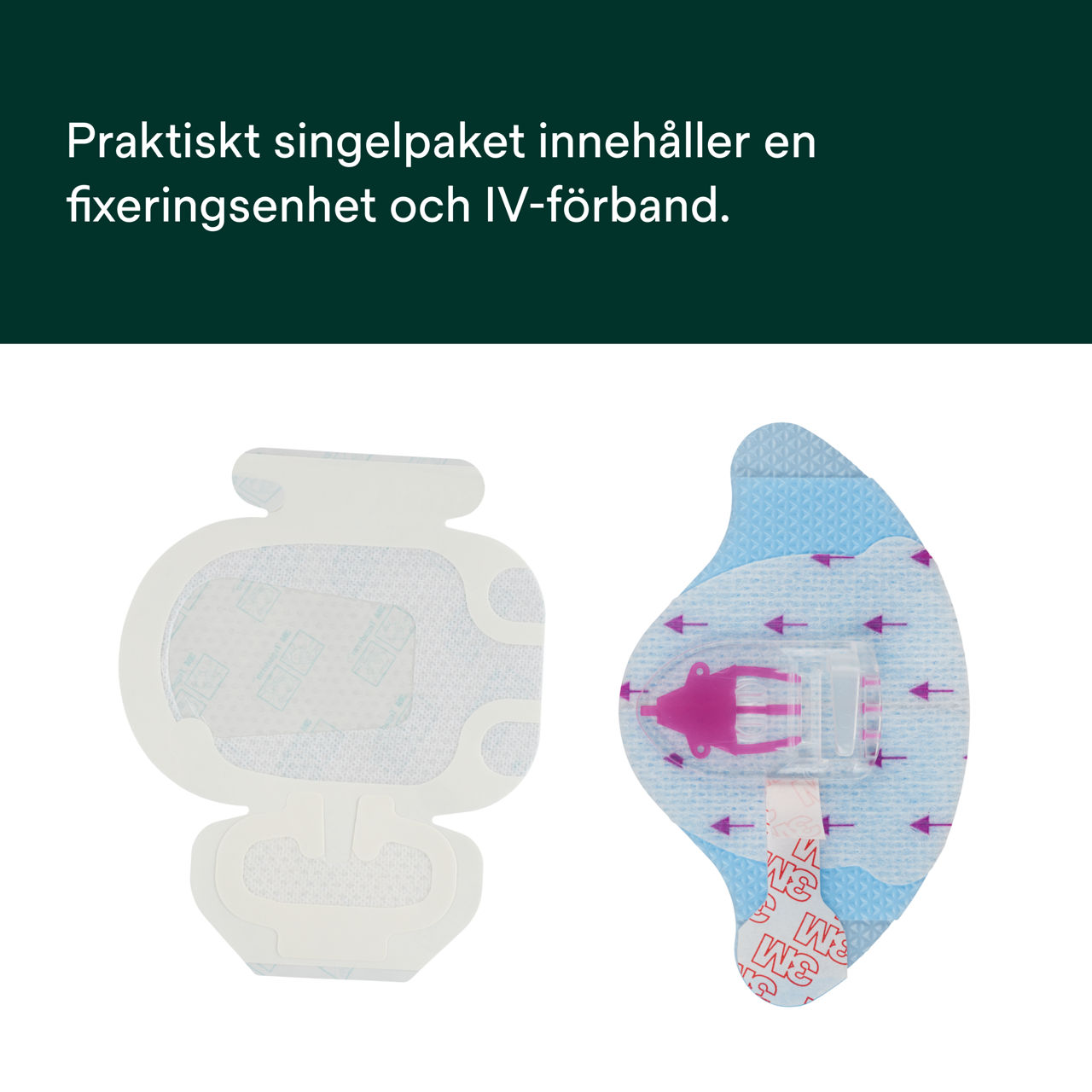 (1) PICC/CVC-enhet + CHG IV-förband 1839: Bekväm singelförpackning innehållande fästanordning