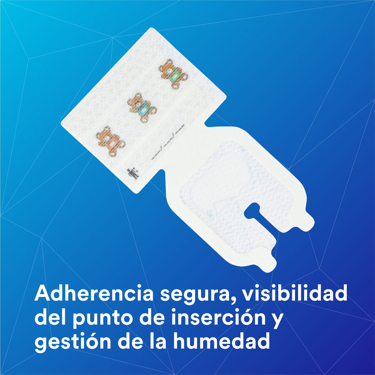 1-1682_Fijación avanzada Tegaderm™ IV:Adhesión segura, visibilidad de la zona, control de la humedad