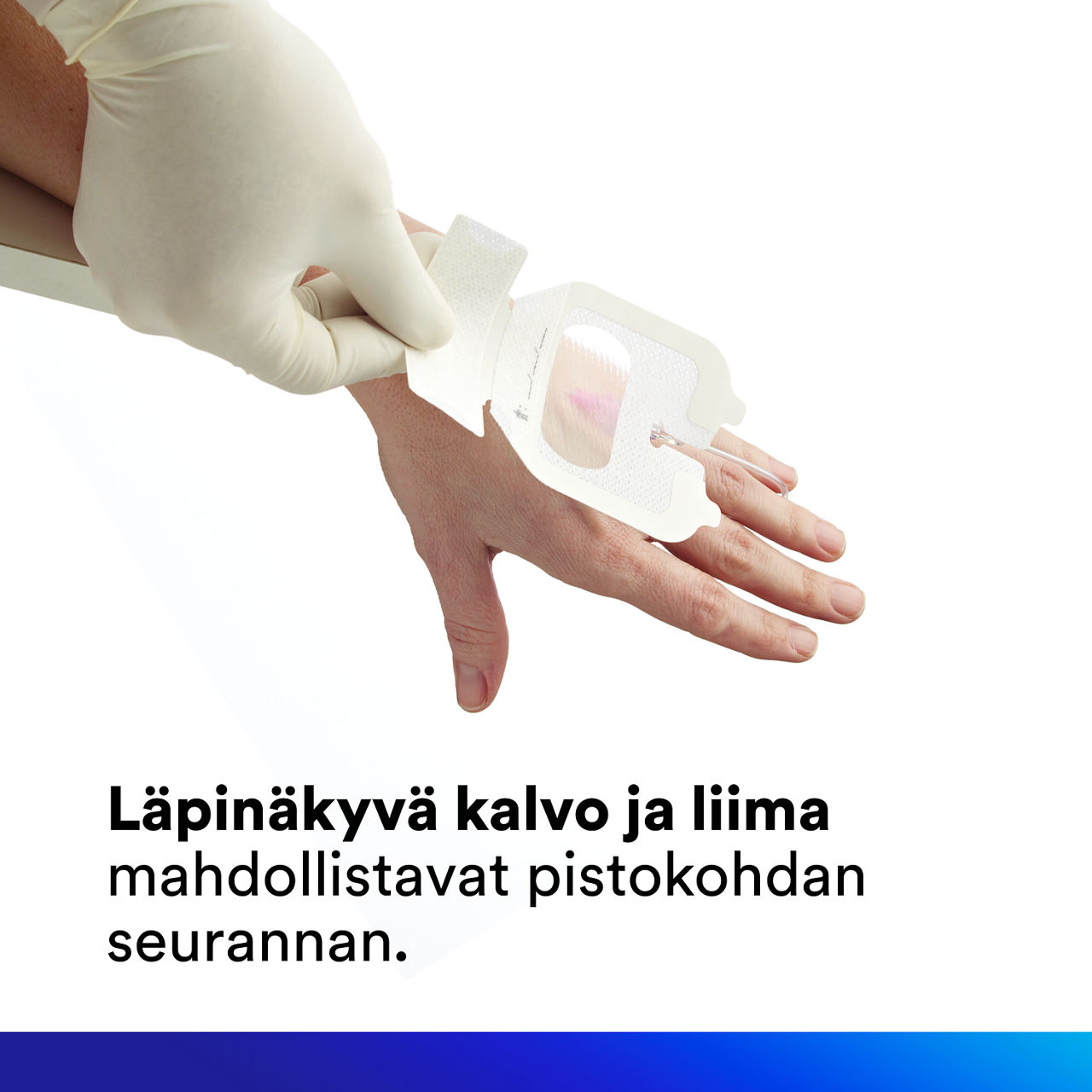 (4) Tegaderm IV Advanced Securement: Läpinäkyvä kalvo ja liima