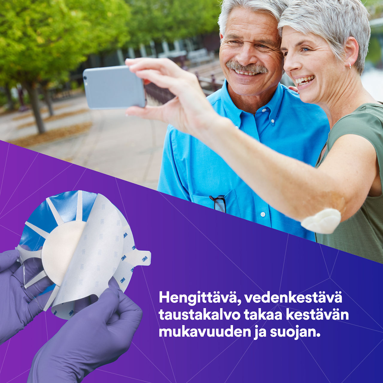 (5) Tegaderm HP Foam: Sidos mukautuu vaikeisiin kohtiin