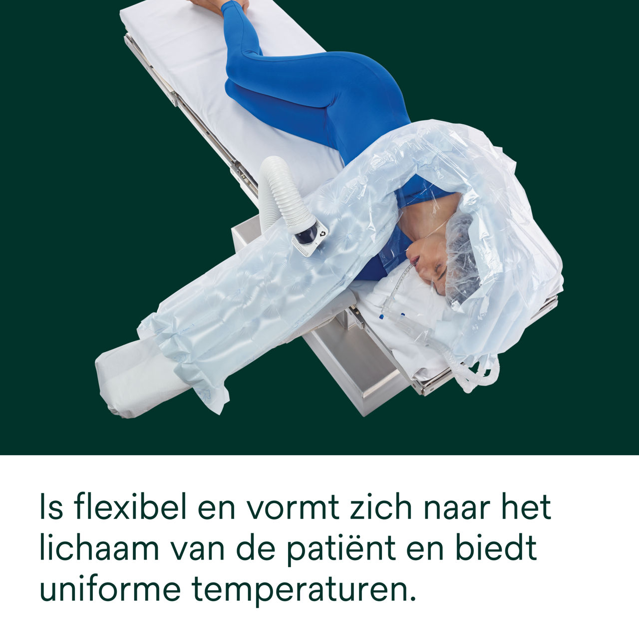 3 - Bair Hugger™ Verwarmingsdeken 622: Buigt en past zich aan het lichaam van de patiënt aan