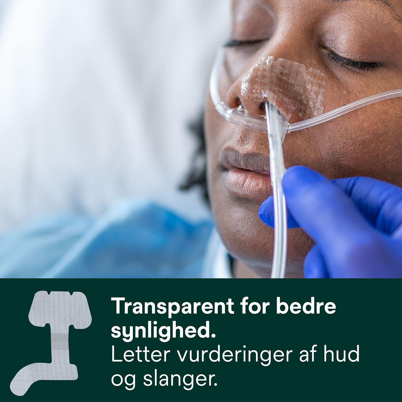 (2) Nasogastrisk sikkerhedsanordning: Gennemsigtig for synlighed muliggør vurdering af hud og rør