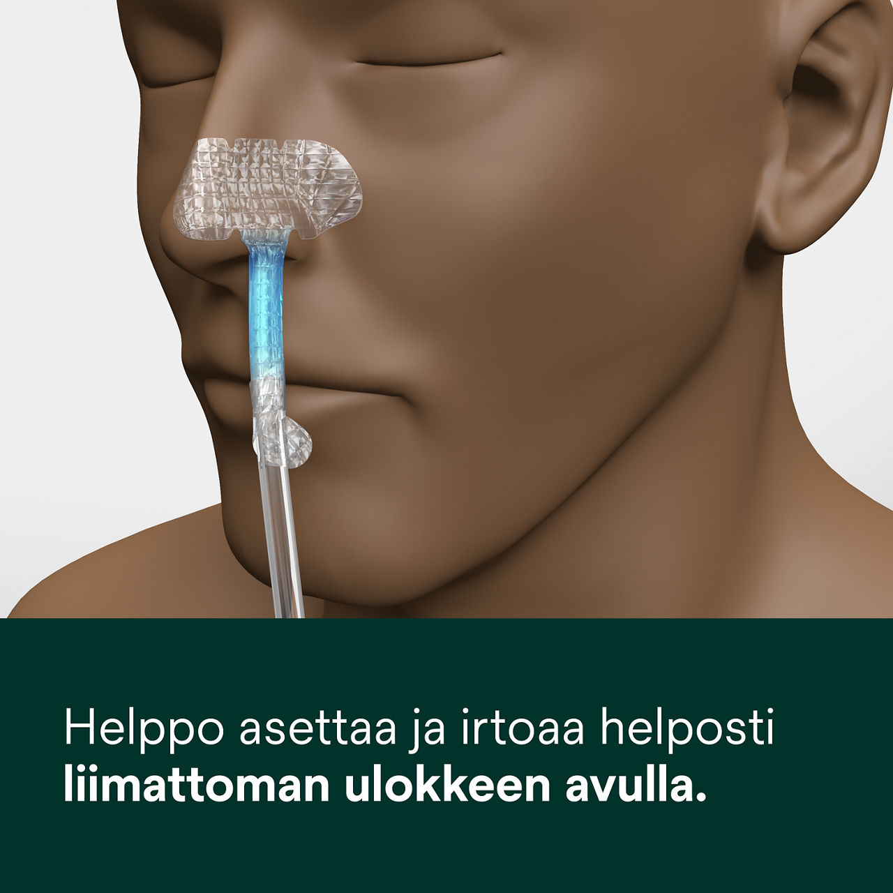 (4) Nenä-mahaletkun kiinnitystarvike: Helppo käyttää ja poistettava puhtaasti ei-liimattoman läpän avulla