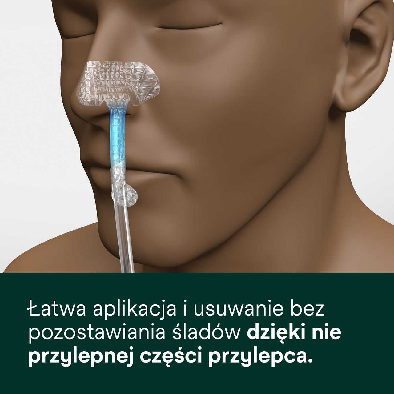 (4) Urządzenie do mocowania sondy nosowo-żołądkowej: Łatwe do założenia i czyste zdejmowanie dzięki nieklejącej zakładce