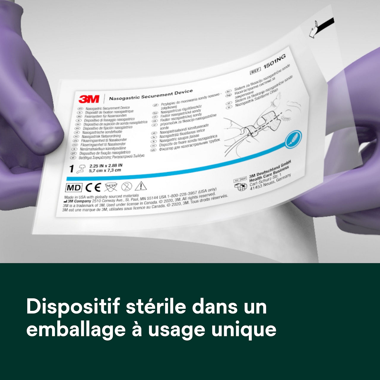 (6) Dispositif de fixation nasogastrique : Dispositif stérile dans un emballage à usage unique