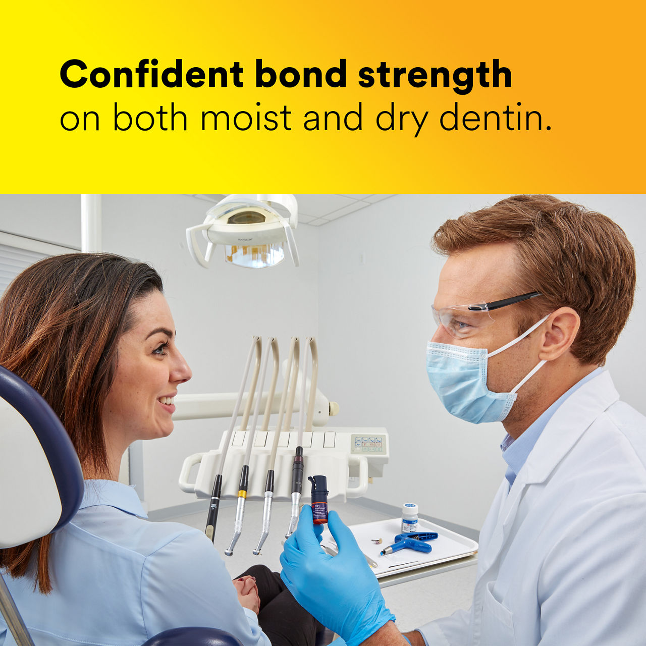 (2) Scotchbond Universal Adhesive: Confident bond strength on both moist and dry dentin