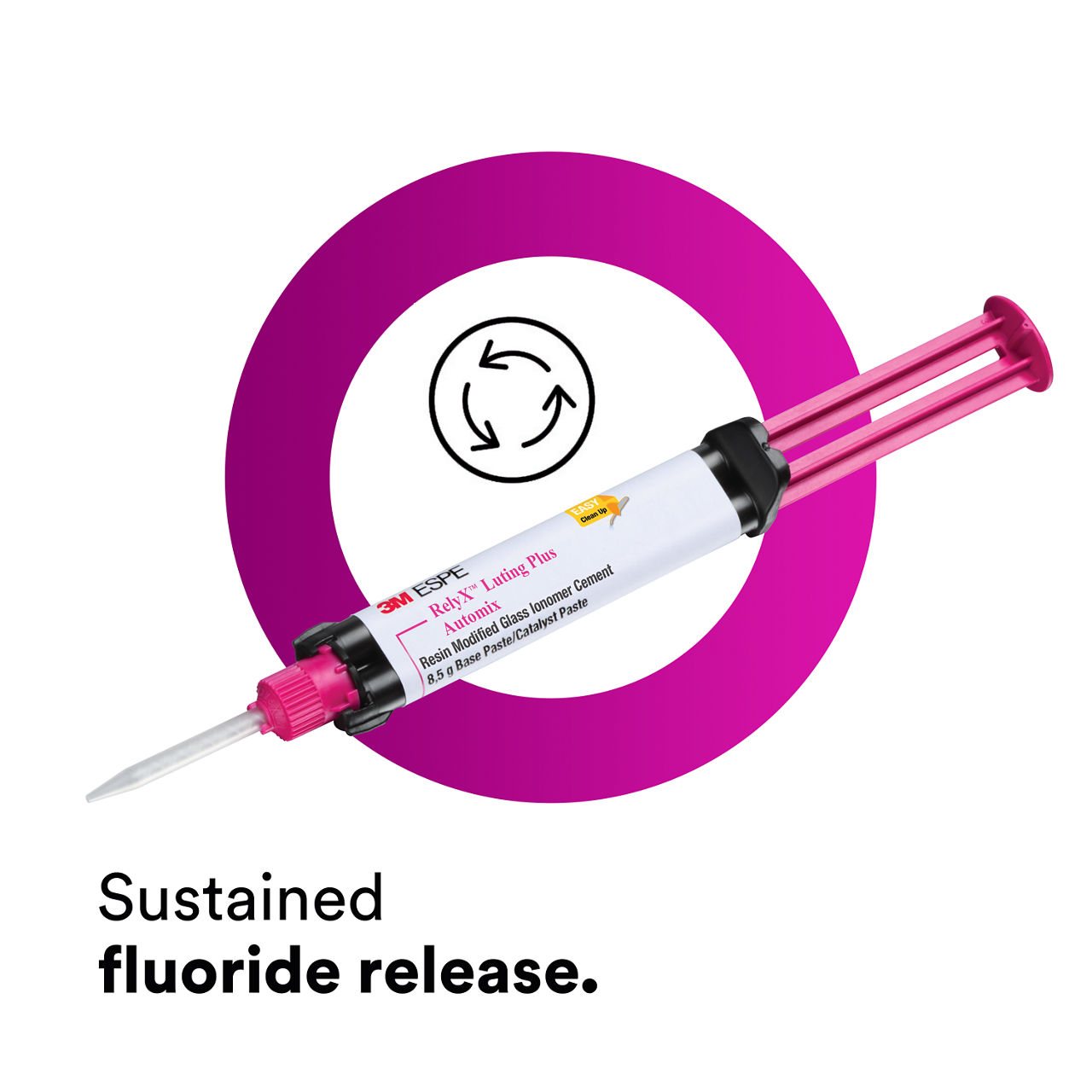 (3 - Automix) RelyX Luting Plus RMGI Cement: Sustained fluoride release