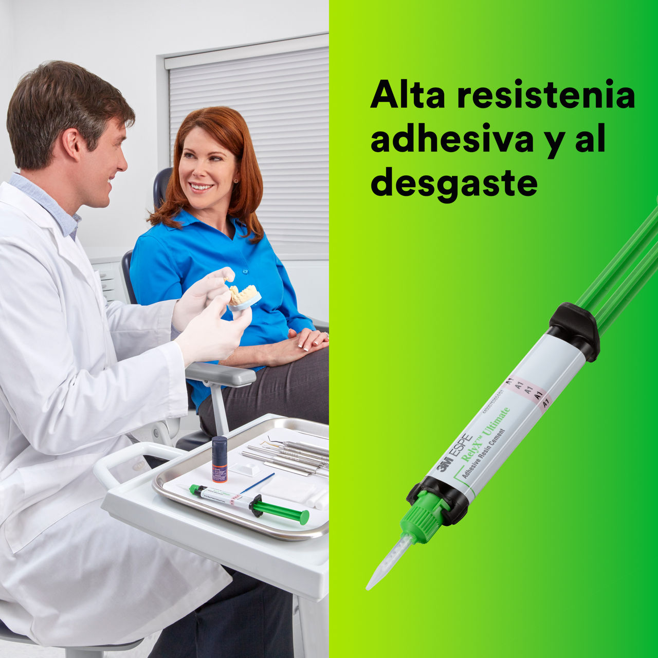 (1) Cemento de resina adhesivo RelyX Ultimate: alta fuerza de unión y resistencia al desgaste