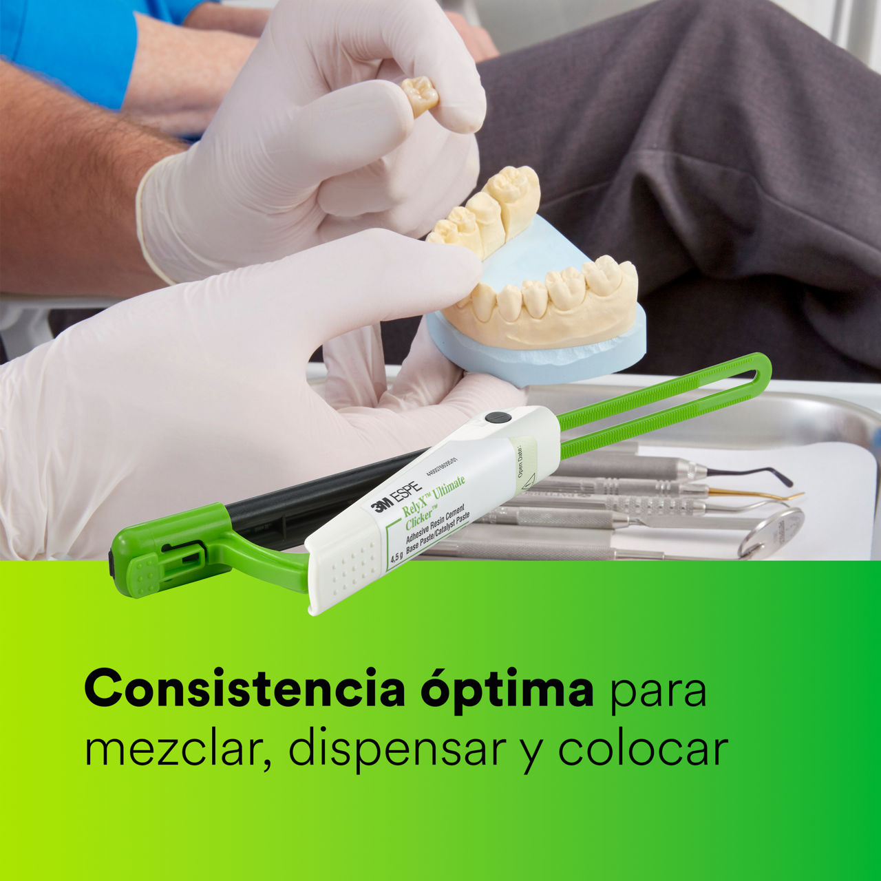 4-Cemento de resina adhesivo RelyX Ultimate: mezcla, dosificación y asentamiento