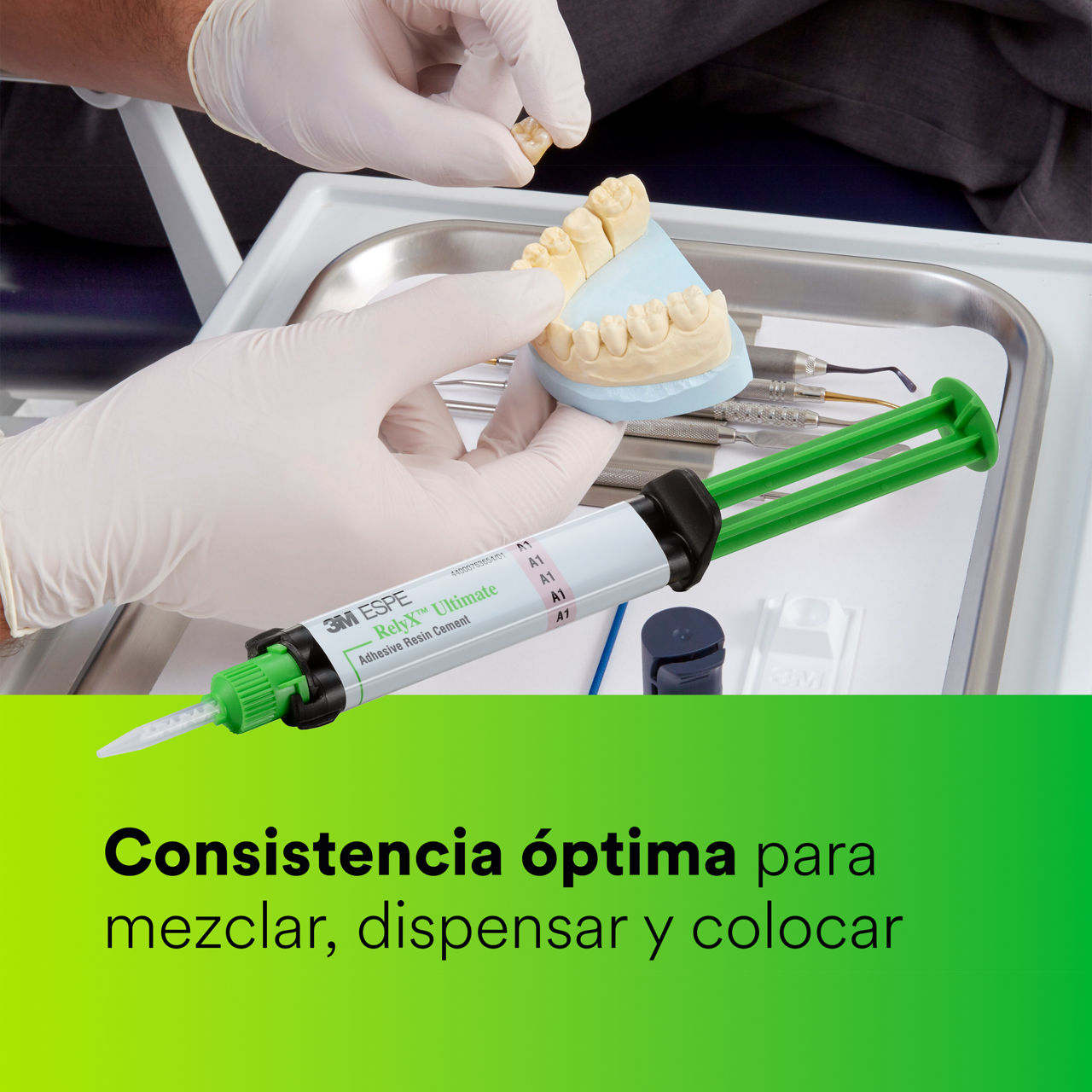 4-Cemento de resina adhesivo RelyX Ultimate: mezcla, dosificación y asentamiento