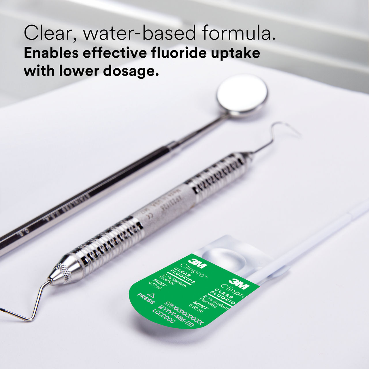 Clinpro Clear, Mint: Clear water-based formula enables effective fluoride uptake