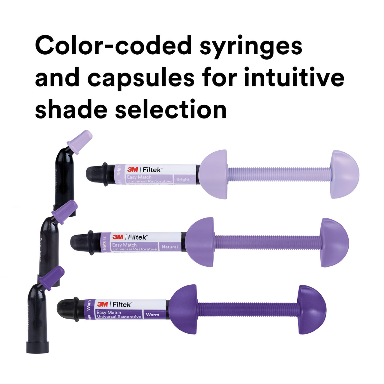 3M™ Filtek™ Easy Match Universal Restorative 6120 Syringe Color Coded Syringes and Capsules Bplus 6