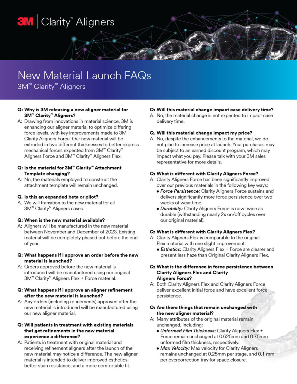 Clarity Aligners New Material Launch FAQs