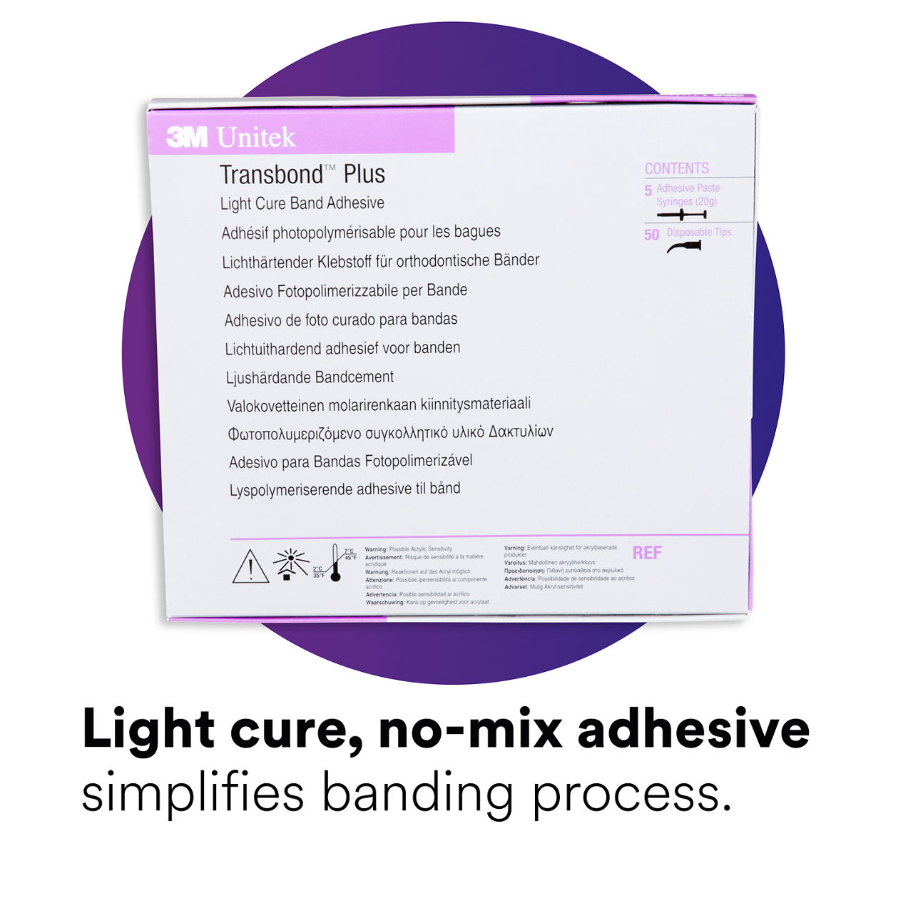 (1) Transbond Plus Light Cure Band Adhesive: Light cure, no-mix adhesive simplifies banding process