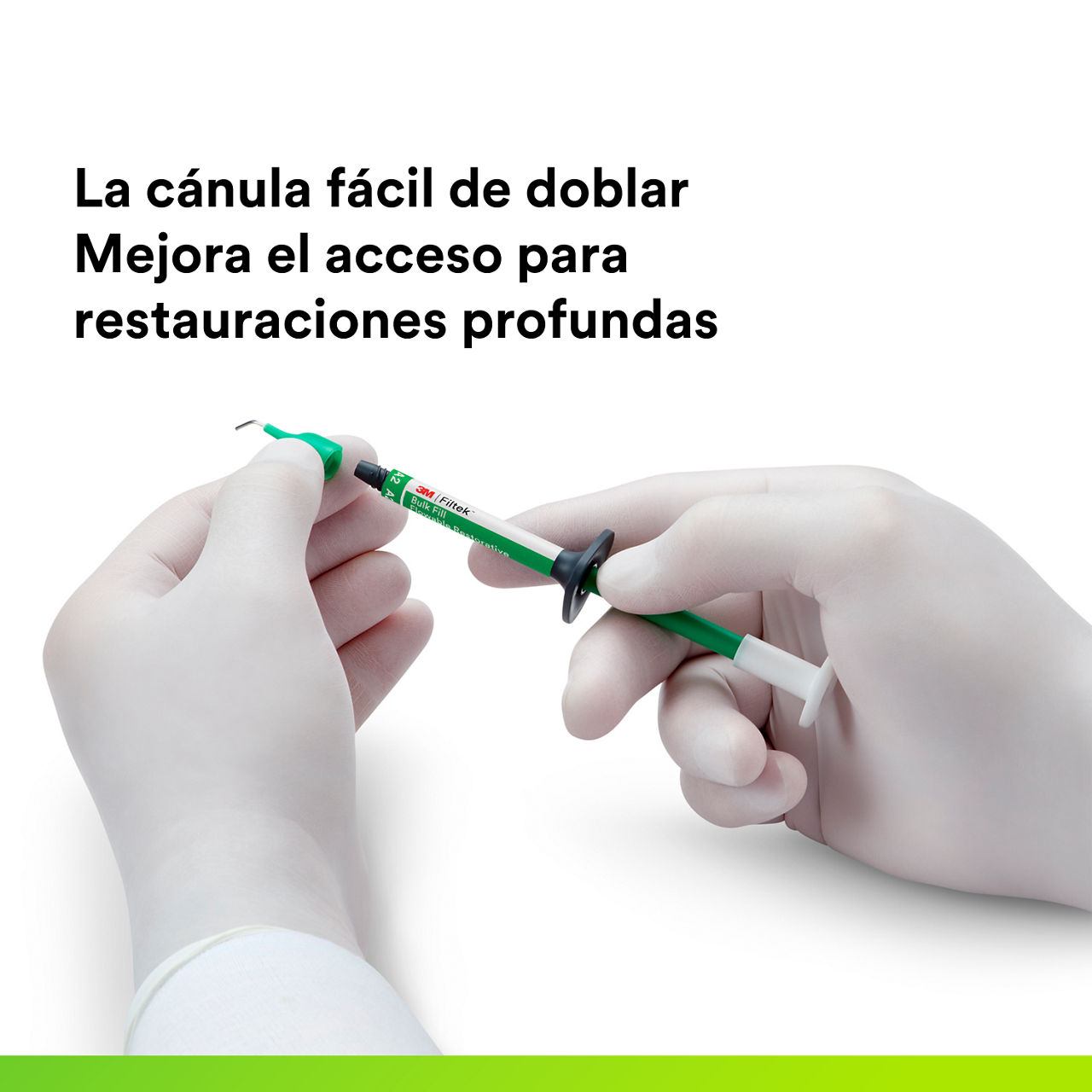 (5)  Filtek Bulk Fill Jeringa de resina fluida de restauración: Cánula fácil de doblar.