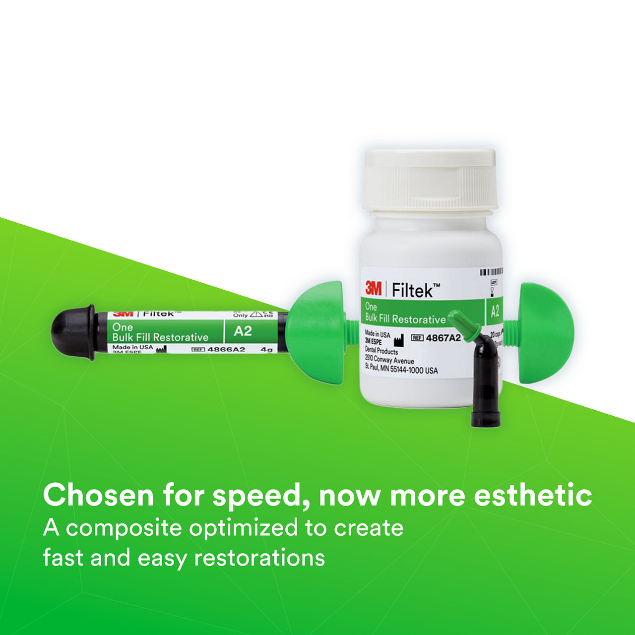 (1) 3M™ Filtek™ One Bulk Fill: Chose for speed, now more esthetic