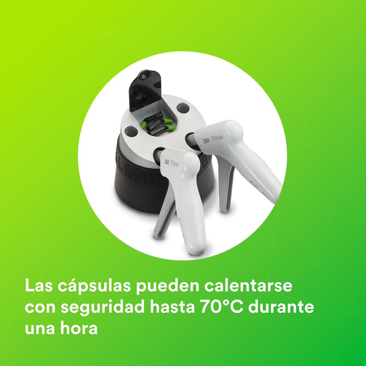 (5)  Filtek One Bulk Fill: Las cápsulas pueden calentarse de forma segura hasta 70C máximo de 1 hora