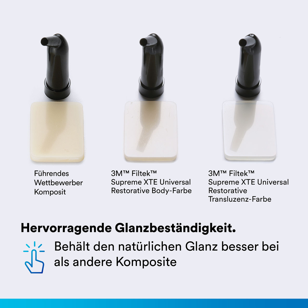 2- Filtek Supreme XTE: Hervorragende Glanzbeständigkeit