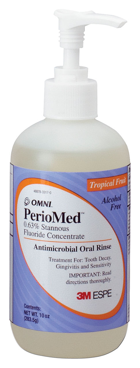 3M™ PerioMed™ 0.63% Stannous Fluoride Oral Rinse, 12105F, Tropical Fruit Flavor, 1 10 oz bottle with pump