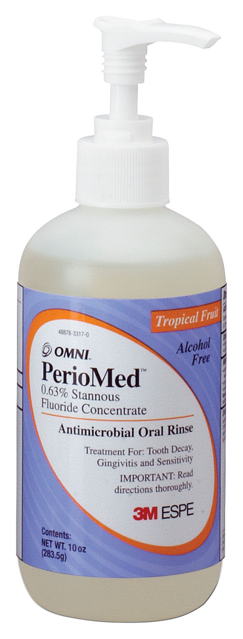 3M™ PerioMed™ 0.63% Stannous Fluoride Oral Rinse, 12105F, Tropical FruitFlavor, 1 10 oz bottle with pump