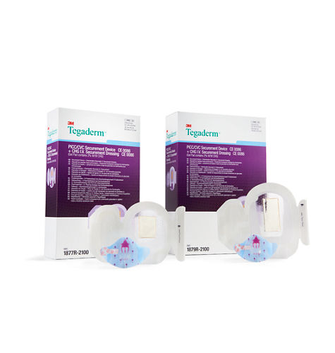 Dispositif de fixation Tegaderm™ PICC/CVC CHG avec pansement pour cathéters intraveineux imprégné de gluconate de chlorhexidine