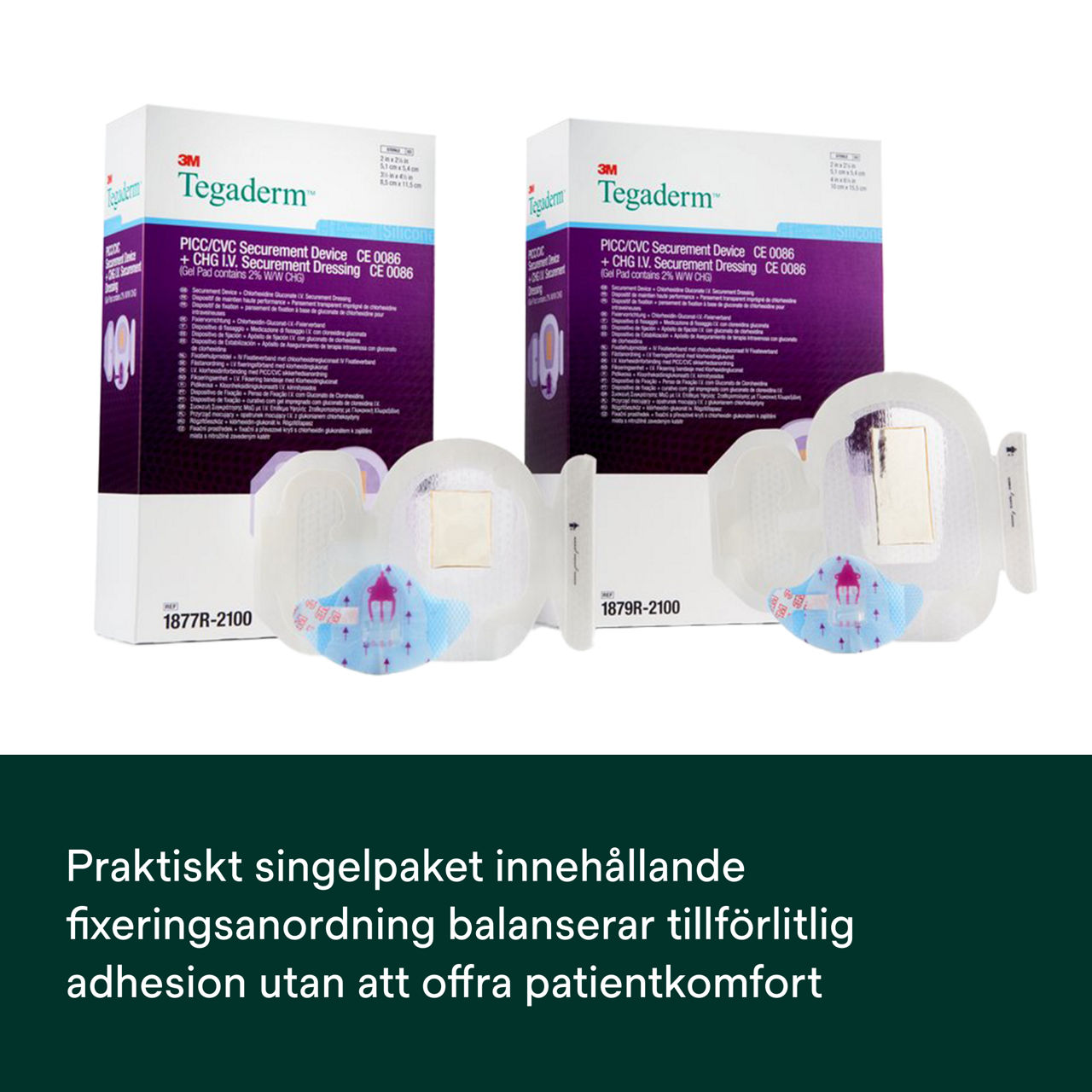 (1) PICC/CVC-anordning + CHG IV-förband: Bekväm enkelförpackning som innehåller fästanordning (OUS)