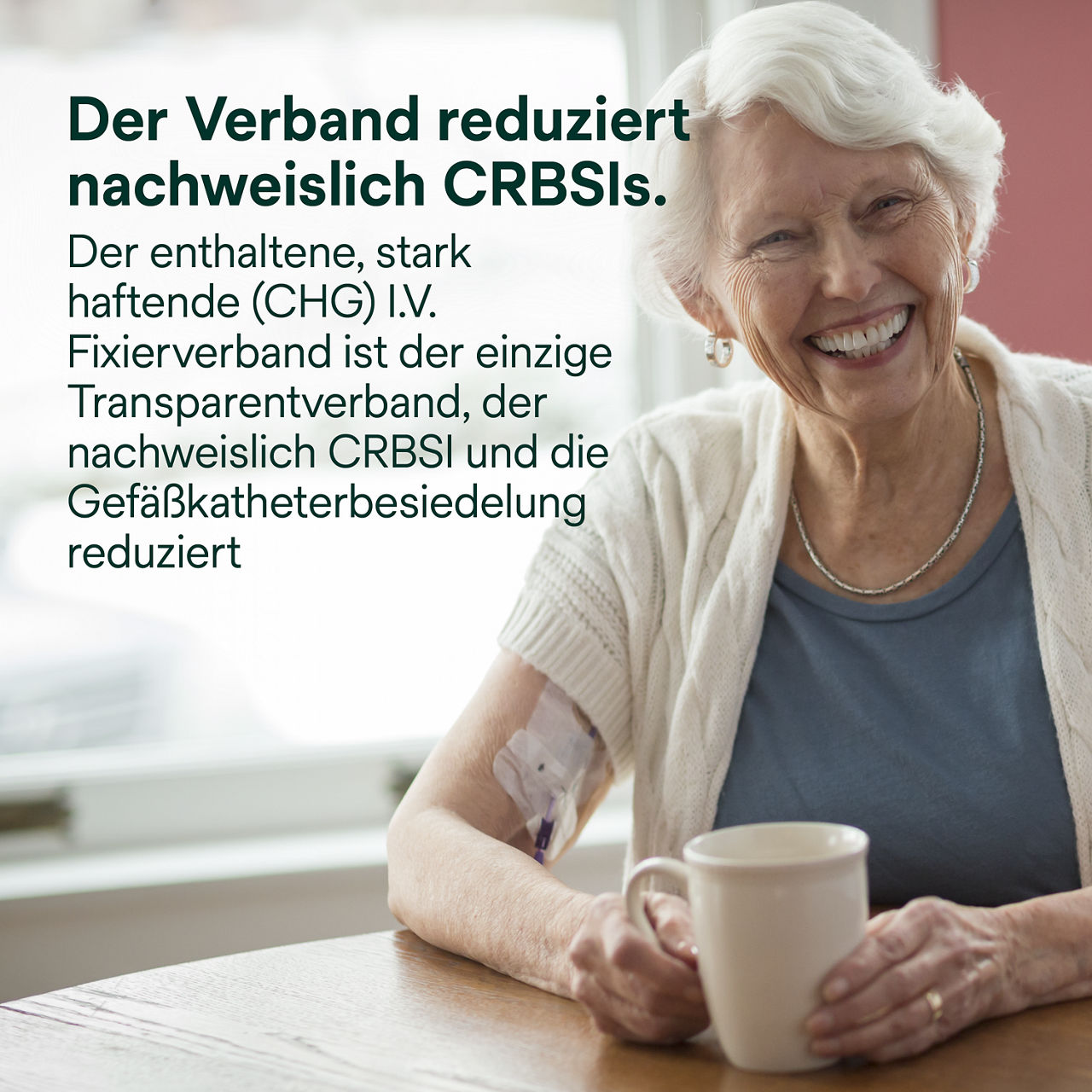 (4) PICC/ZVK-Gerät + CHG-IV-Verband: Verband erwiesenermaßen zur Reduzierung von KRBSIs