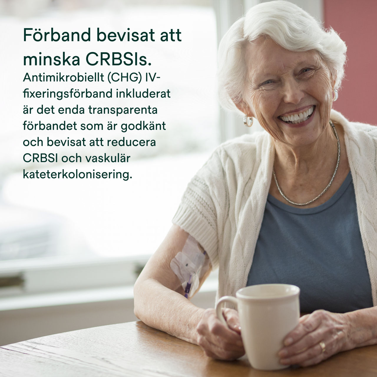 (4) PICC/CVC-anordning + CHG IV-förband: Förband som visat sig minska CRBSI