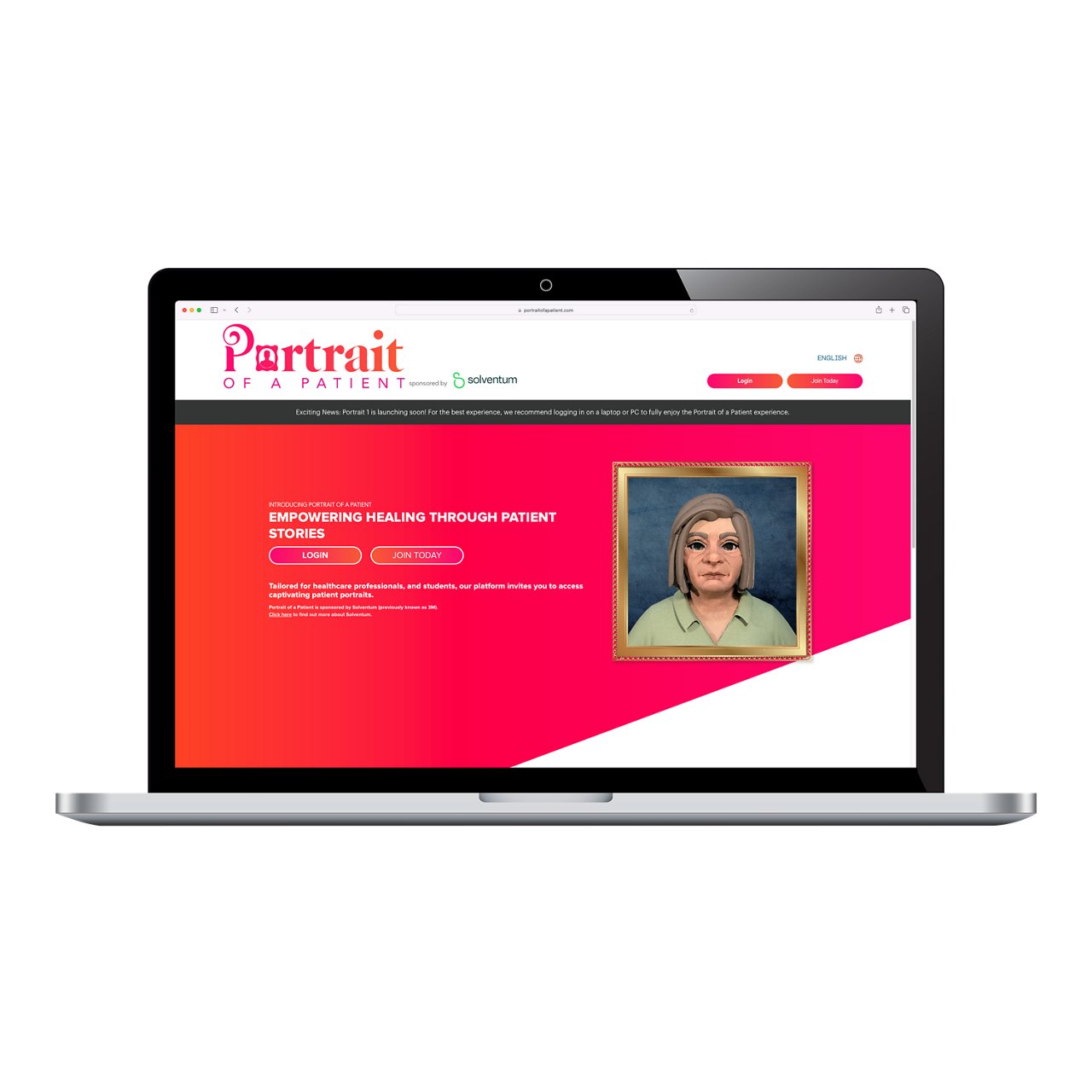 Bild som illustrerar en bärbar dator med ett porträtt av en patient