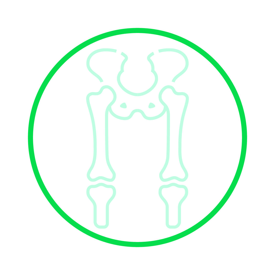 Icono que ilustra la ortopedia prevena - verde claro