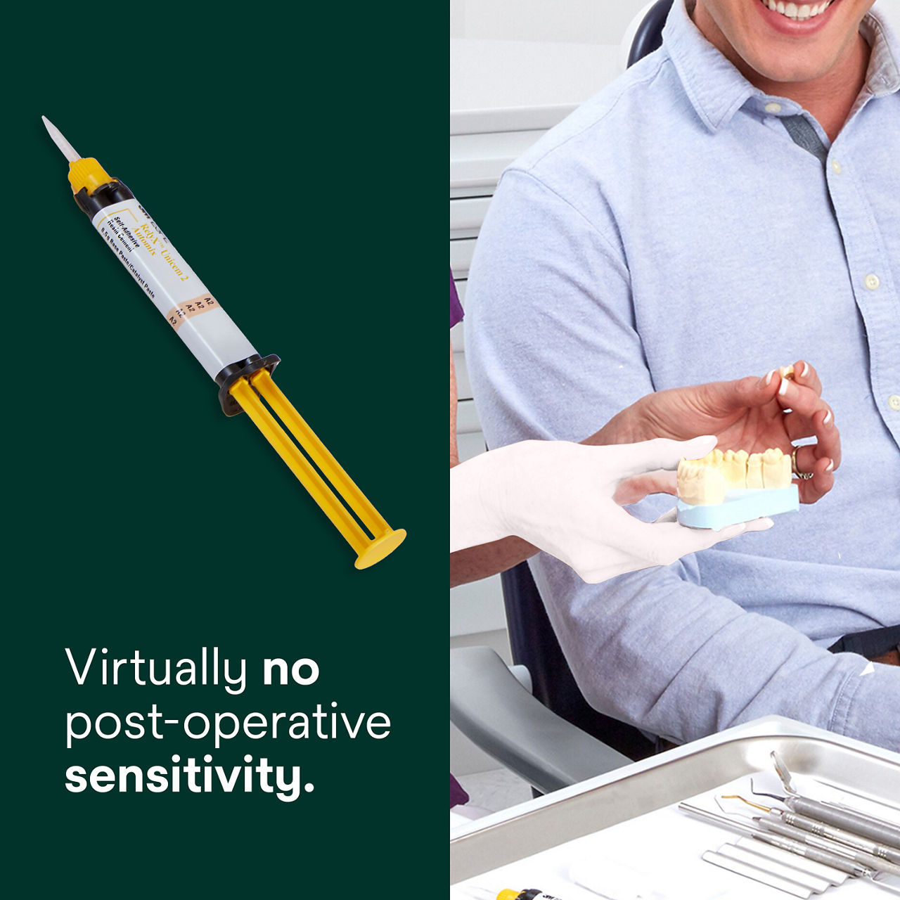 (3) RelyX Unicem 2 Self-Adhesive Resin Cement: Virtually no post-operative sensitivity
