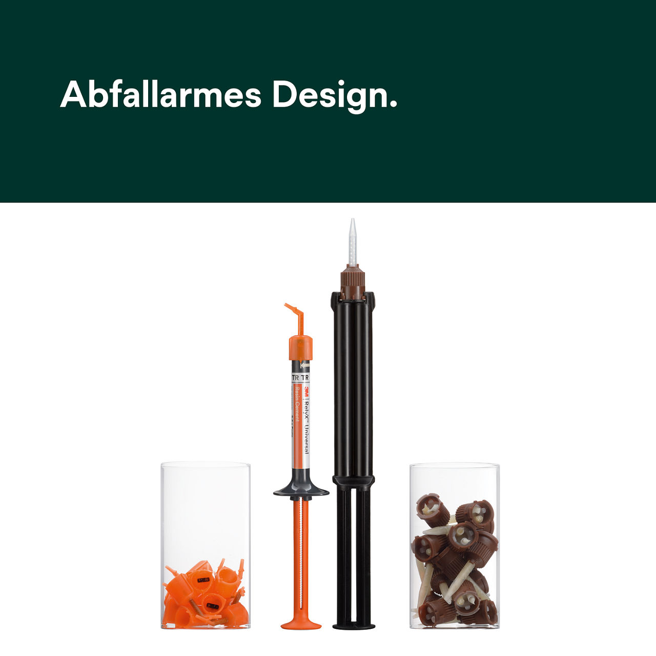 (2) RelyX™ Universal Resin Cement: Abfallarmes Design.