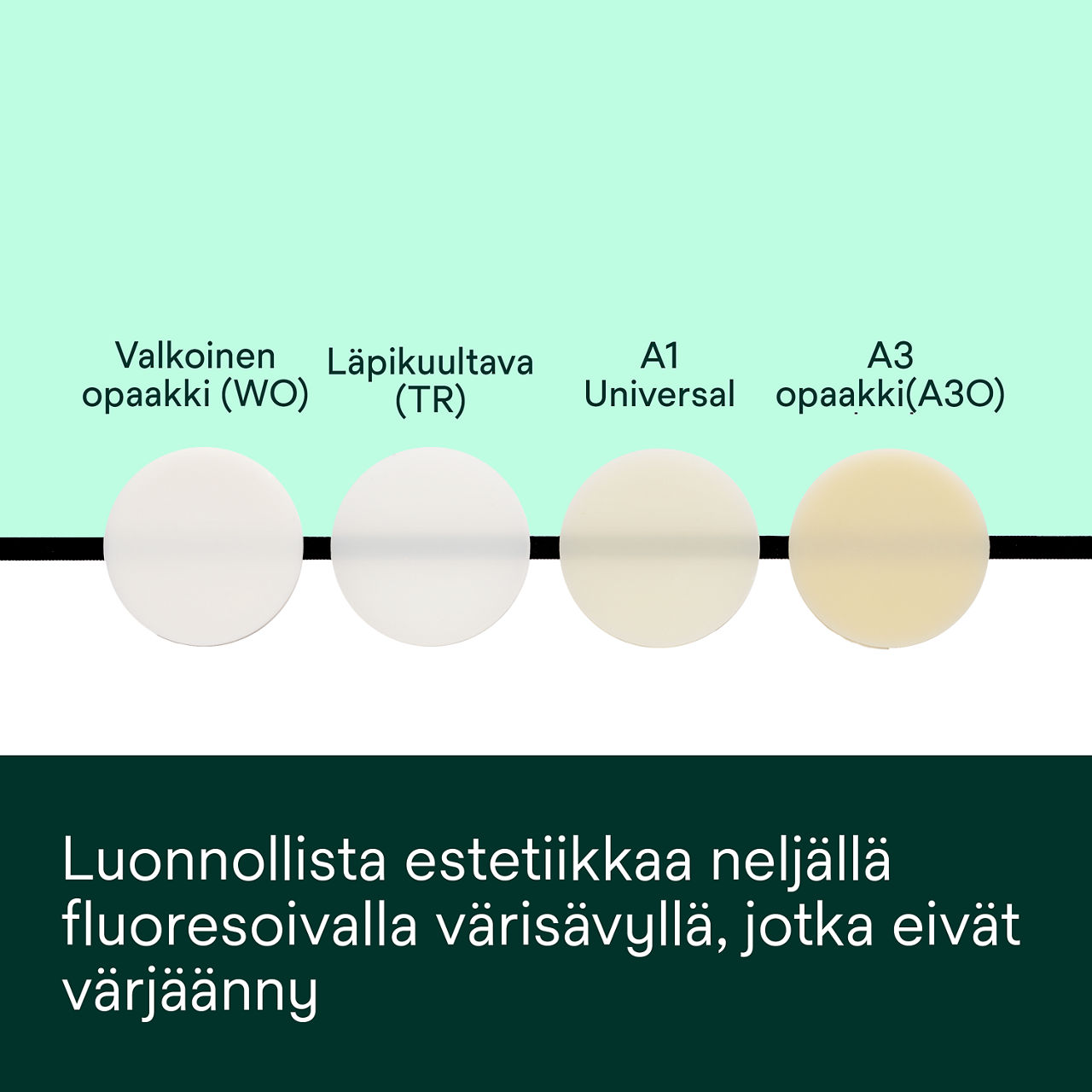 (5) RelyX™ Universal -muovisementti: Luonnollista estetiikkaa neljällä fluoresoivalla sävyllä