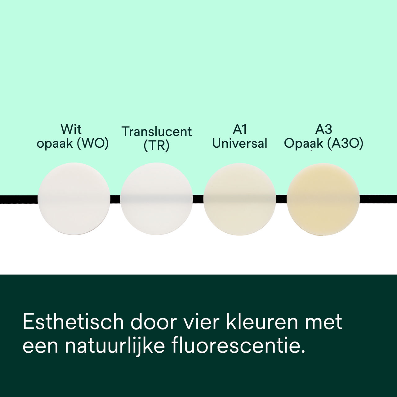 (5) RelyX™ Universal Composietcement : Esthetisch door vier kleuren met een natuurl. fluorescentie.