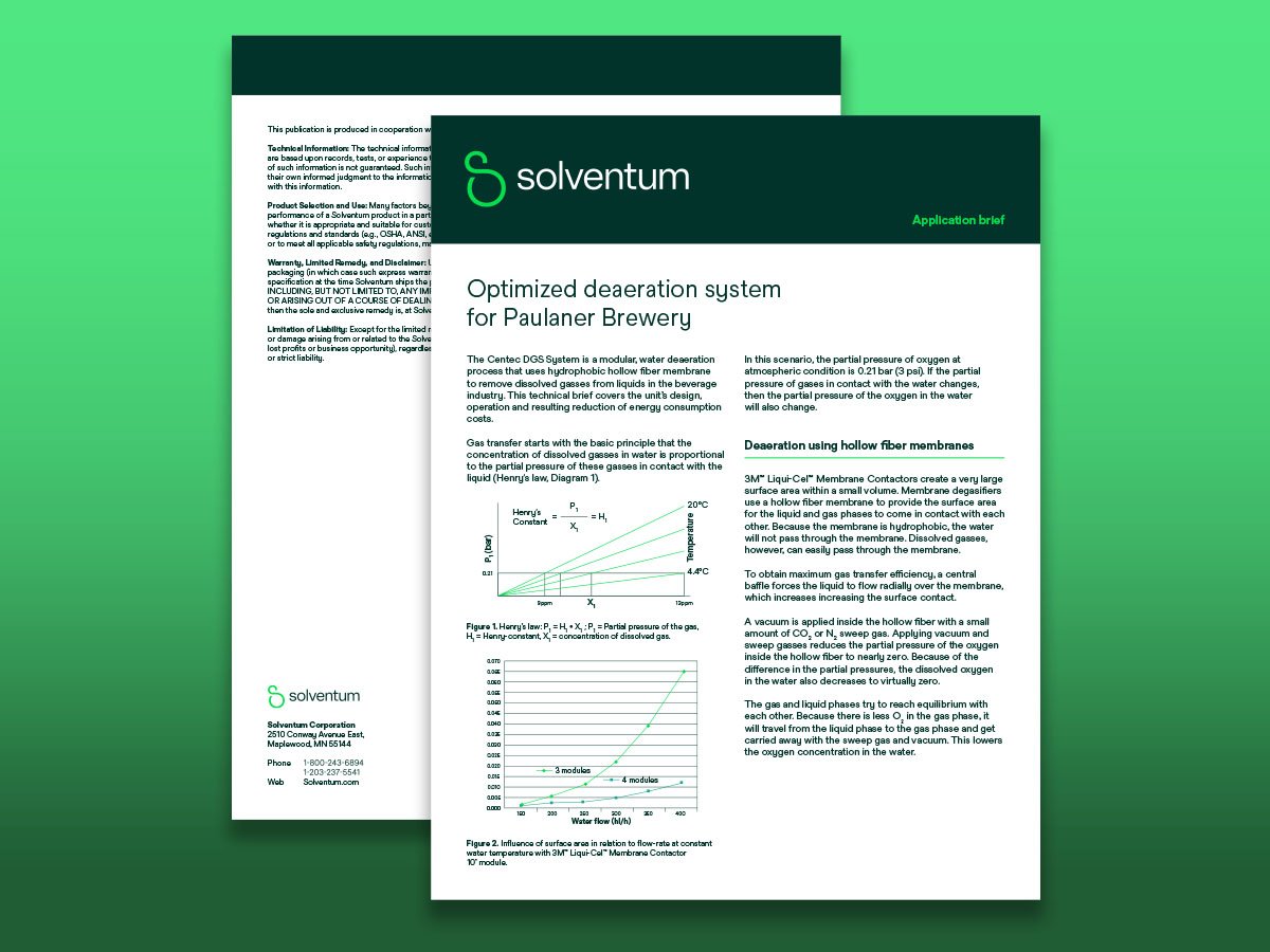 Image of two PDF documents with preview of the customer application brief on optimizing deaeration systems for a global brewery.