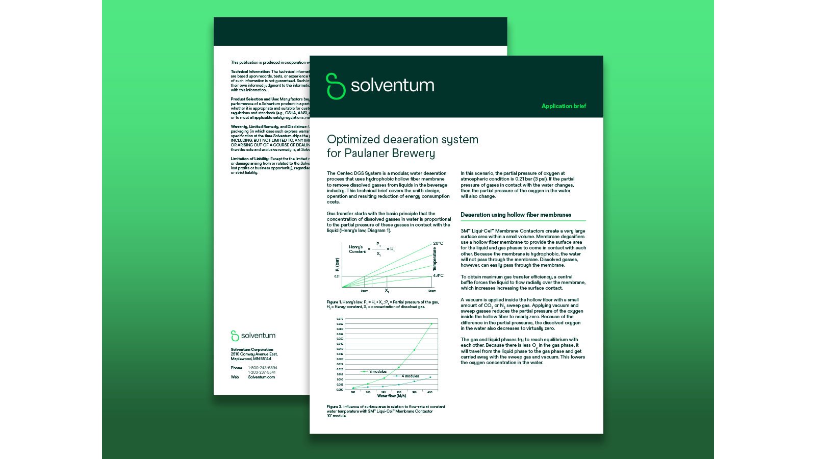 Image of two PDF documents with preview of the customer application brief on optimizing deaeration systems for a global brewery.
