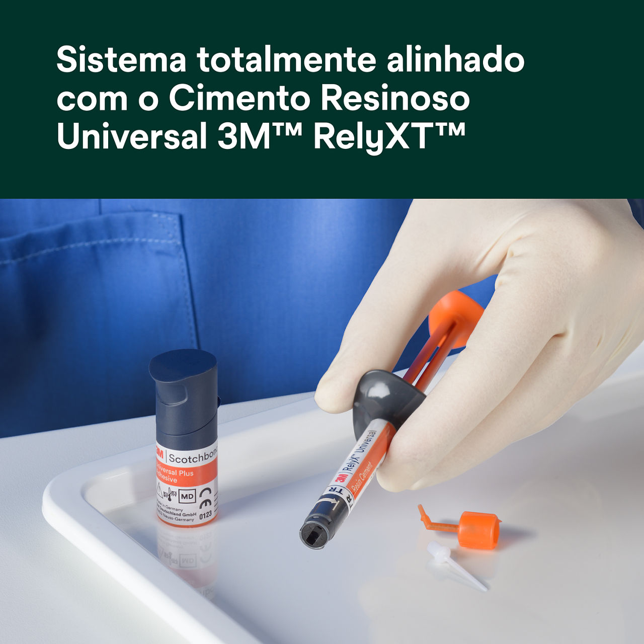 (6) Scotchbond Adesivo Universal Plus: Sistema totalmente alinhado com o Cimento de Resina Universal 3M RelyX