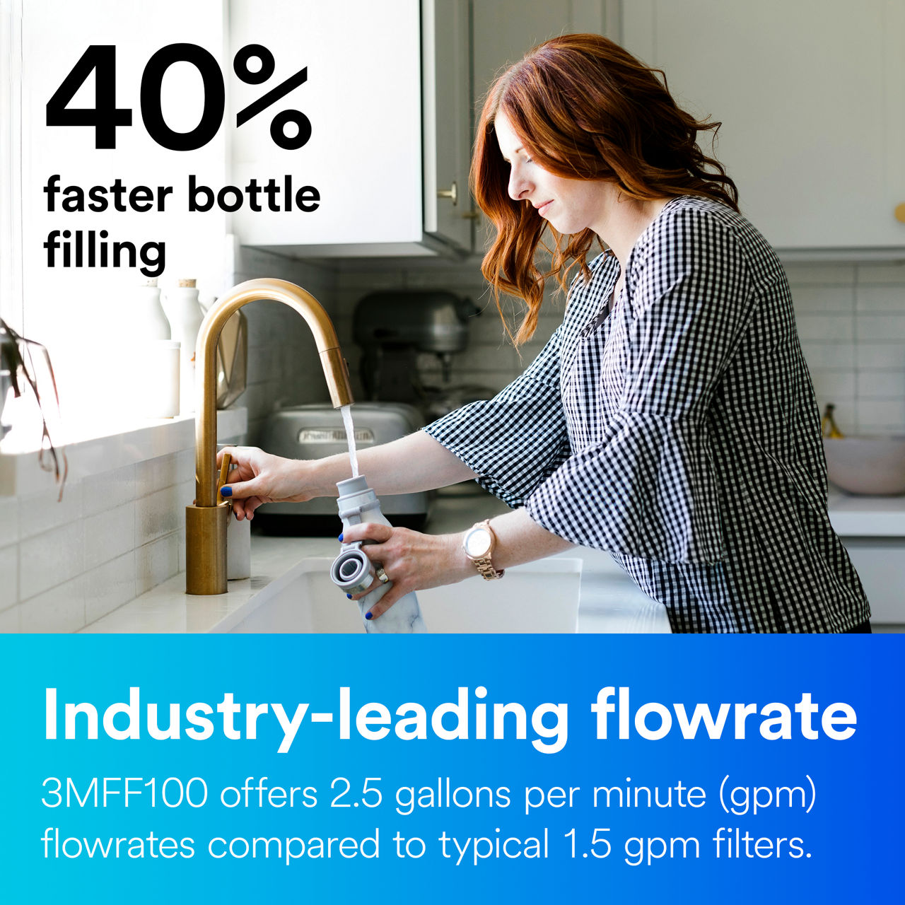 3M™ Under Sink Water Filter System, 3MFF100 B+ Content, Industry Leading Flow Rate