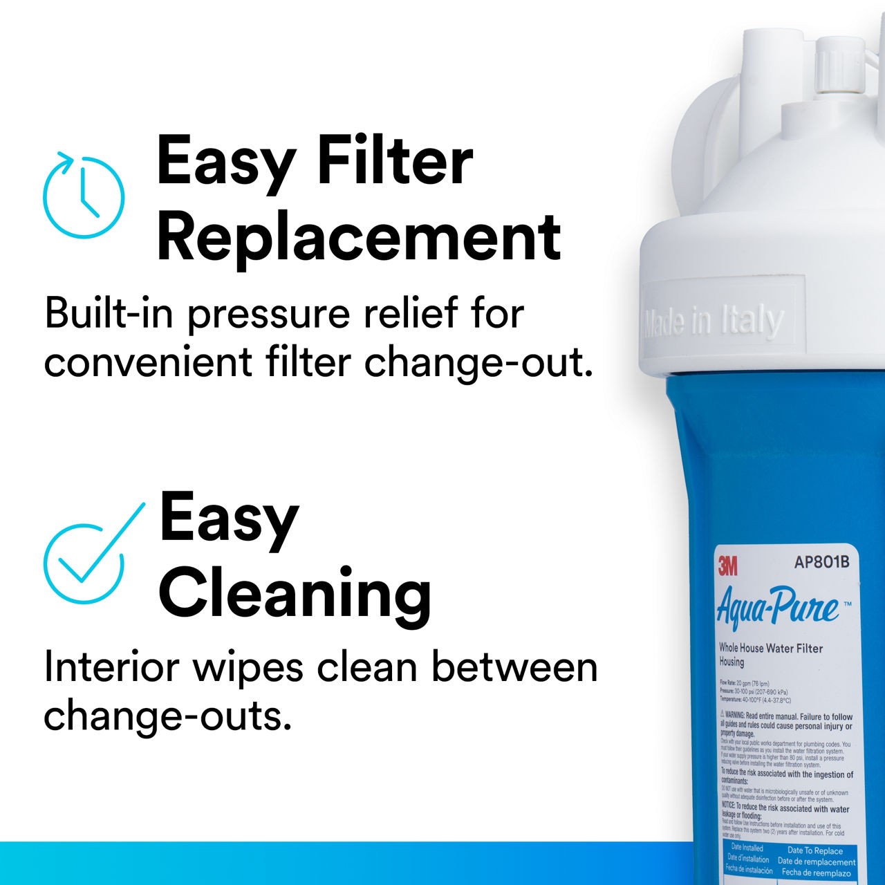 3M™ Aqua-Pure™ AP800 Series Whole House Water Filtration System, AP801B B+ Content, Easy Replacement