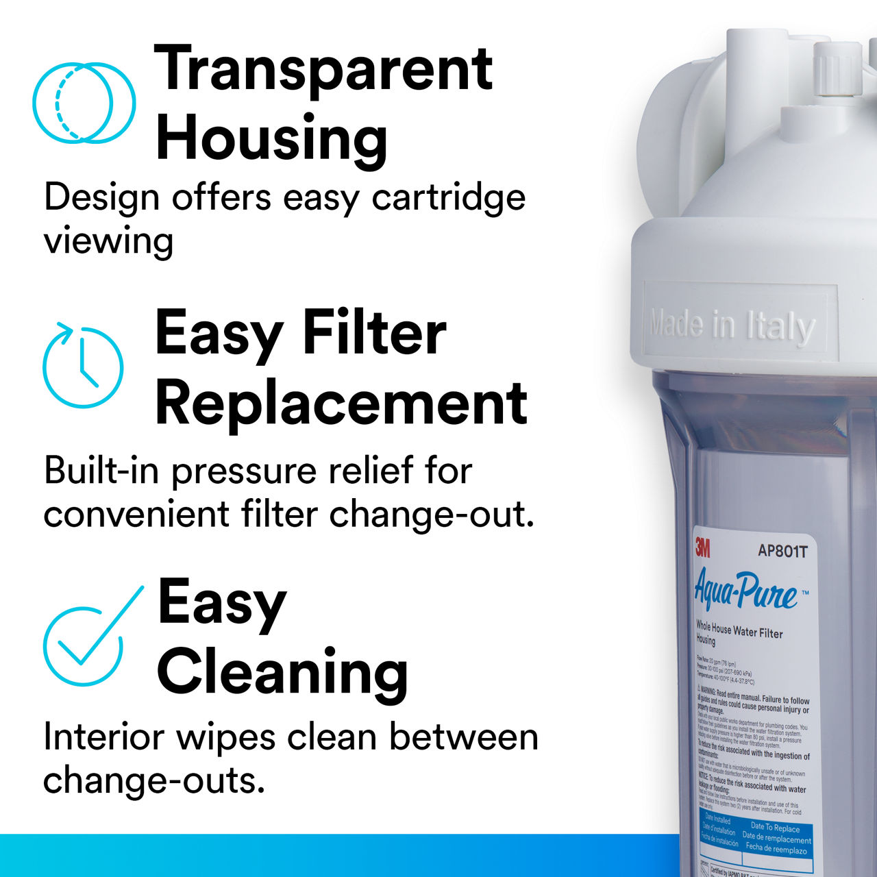 3M™ Aqua-Pure™ AP800 Series Whole House Water Filtration System, AP801T B+ Content, Easy Replacement