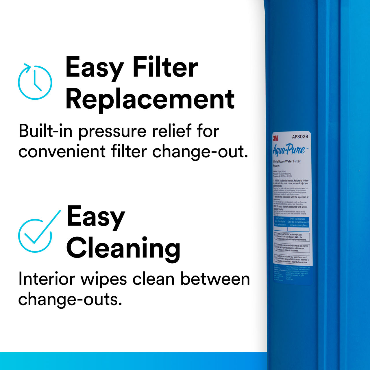 3M™ Aqua-Pure™ AP800 Series Whole House Water Filtration System, AP802B B+ Content, Easy Replacement