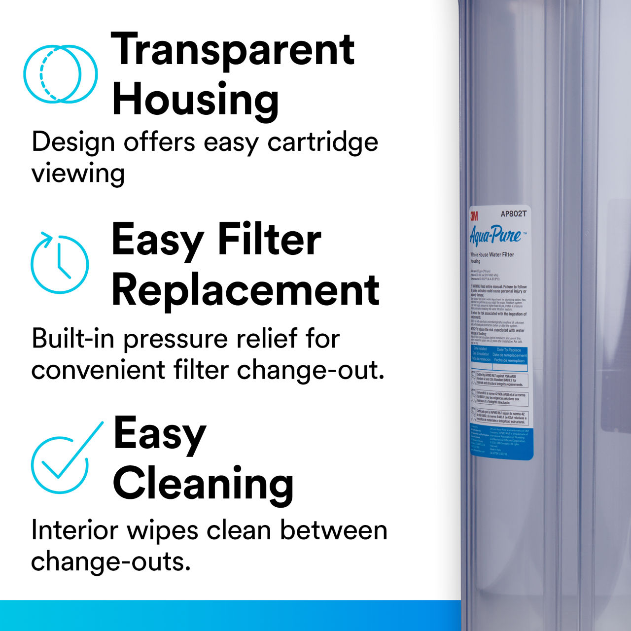 3M™ Aqua-Pure™ AP800 Series Whole House Water Filtration System, AP802TB+ Content, Easy Replacement