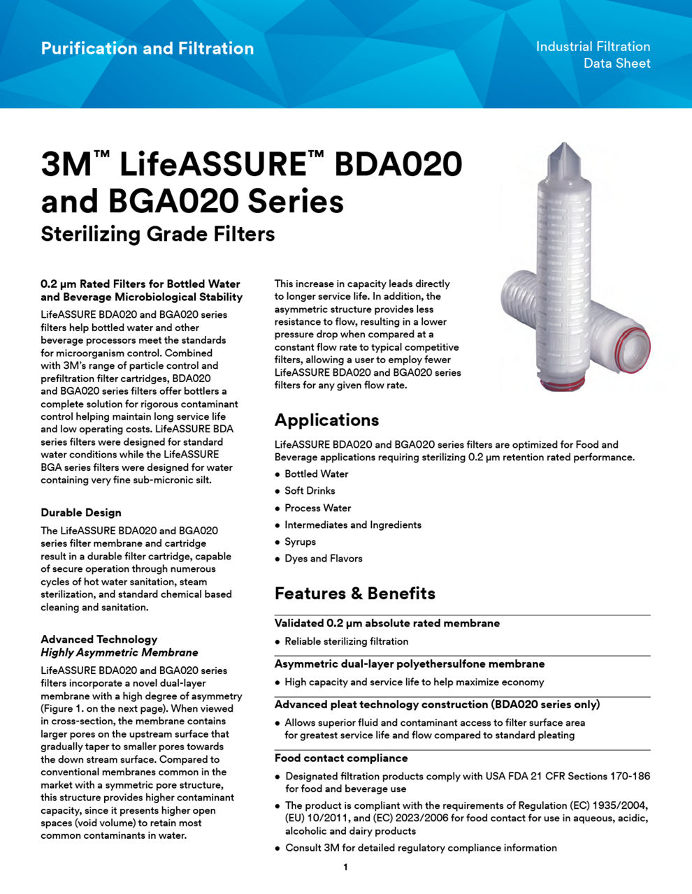 3M Life Assure BDA020 BGA020 Series Data Sheet