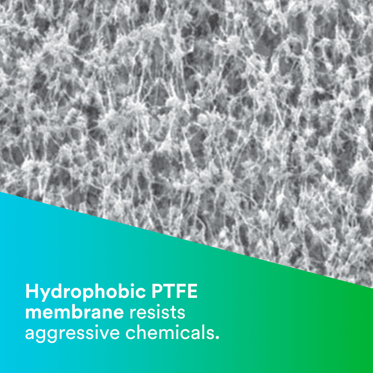 1 - LifeASSURE MFE: Hydrophobic PTFE membrane resists aggressive chemicals