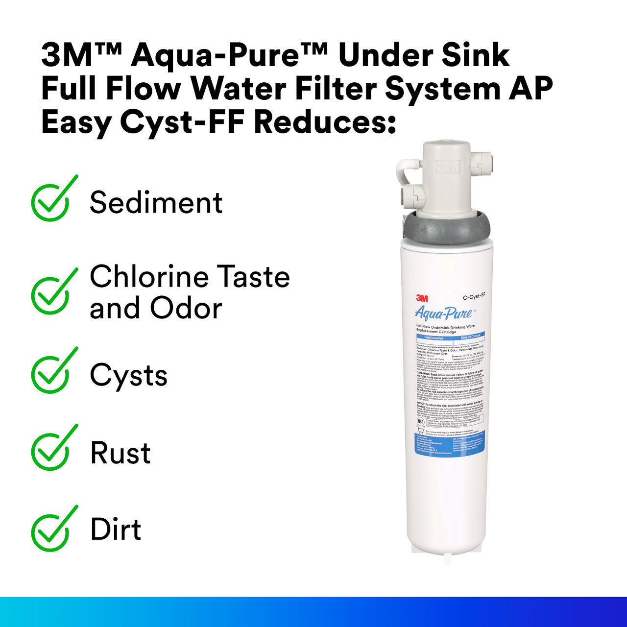 3M Aqua Pure 3MFF100 | Sistema Filtro Acqua Potabile Alto Flusso | 2,5 GPM