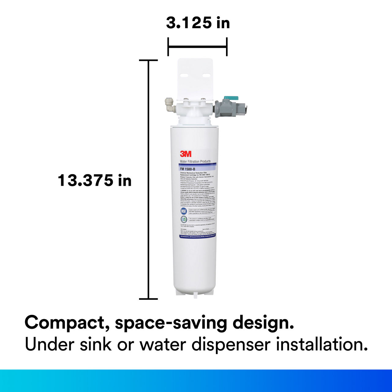 3 - FM1500-B: Compact, space-saving design under sink or water dispenser installation