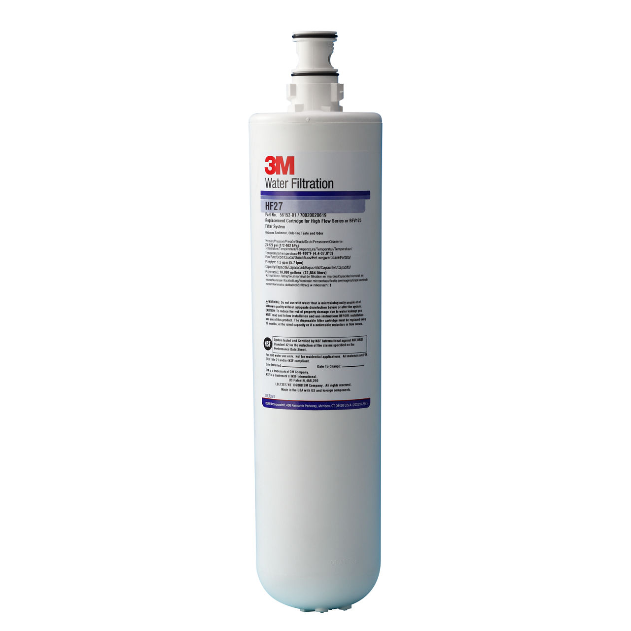 3M™ High Flow Series Filter Cartridge HF27, 5632201, 5 um NOM, 1.5 gpm,4800 gal, 6/Case