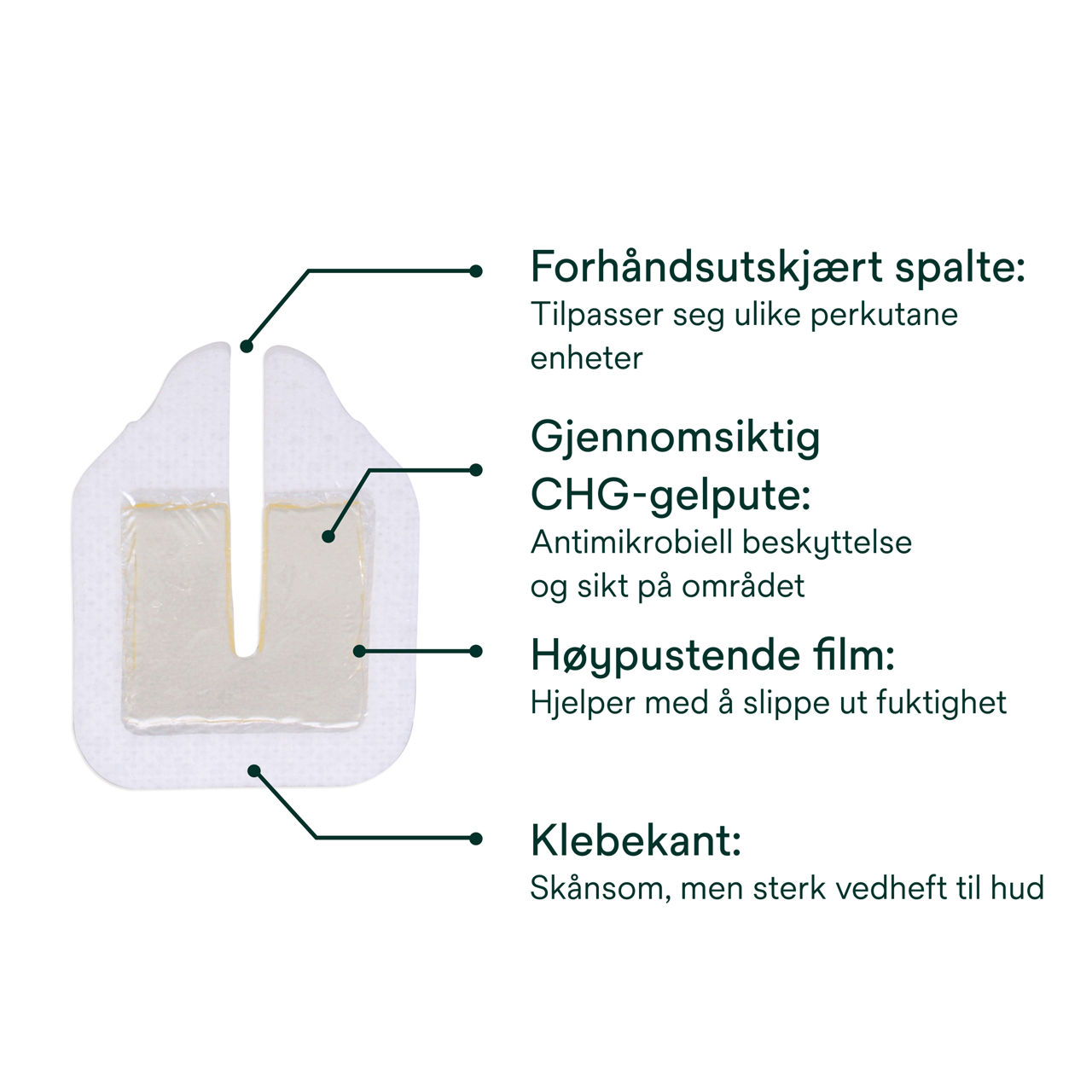 (2) Tegaderm CHG Gel Pad 1664/1664R: Komponenter i gelputen