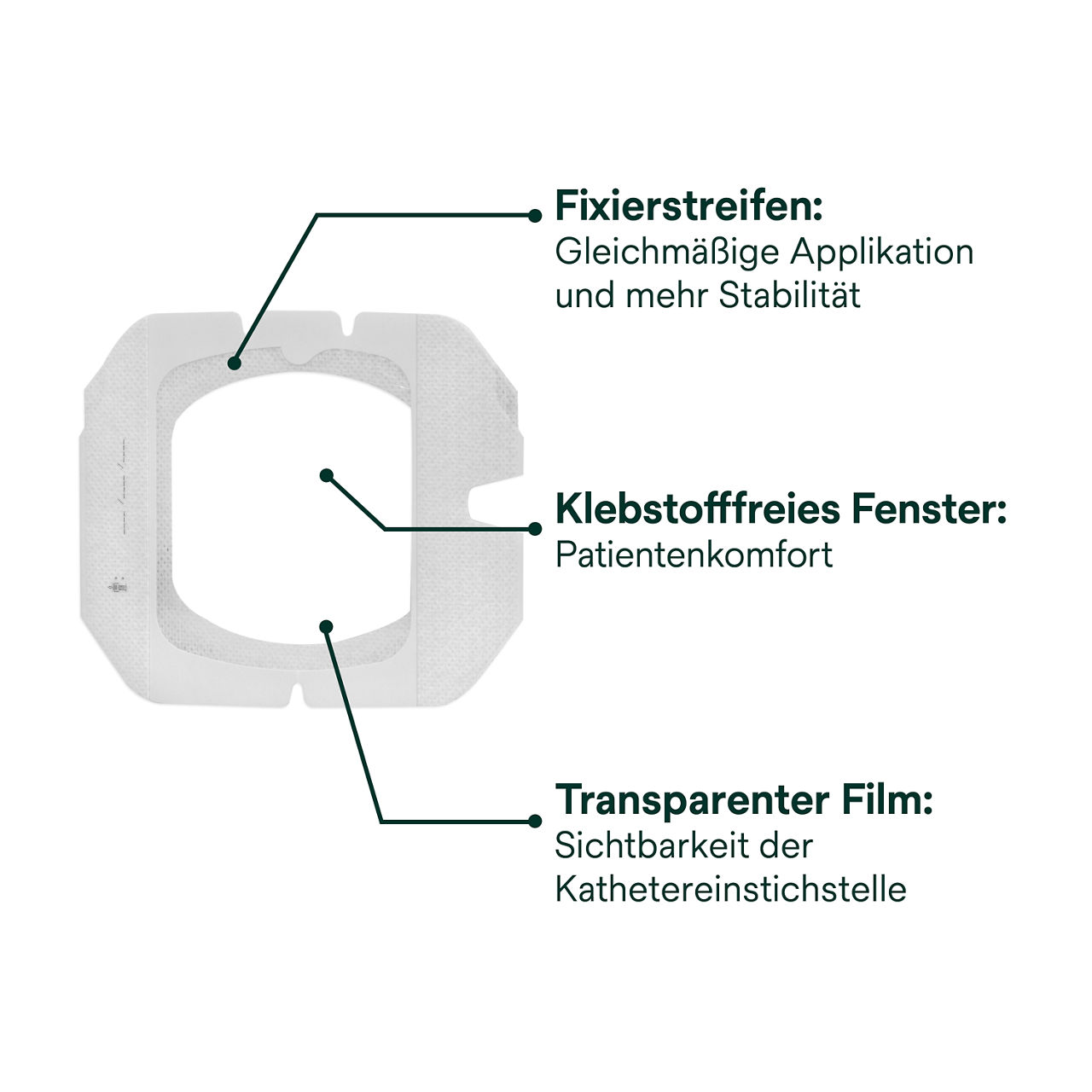 (2) Tegaderm CHG IV-Portverband 1665/1665R: Bestandteile des Transparenten Filmverbands