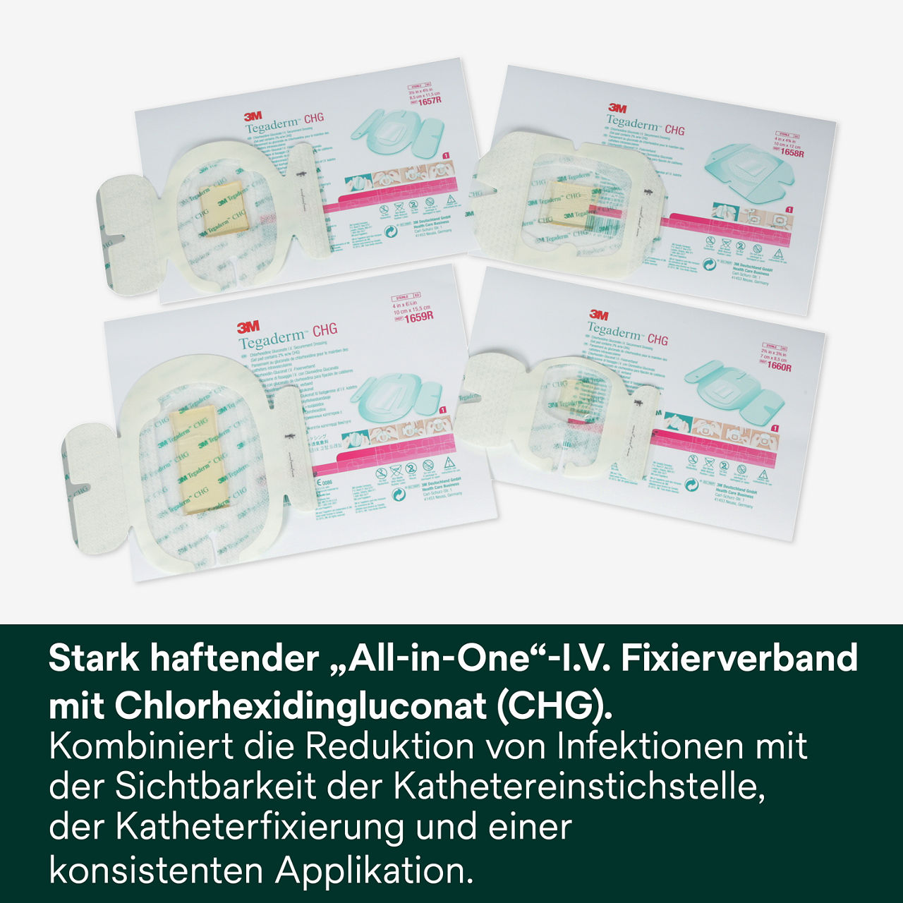 (1) Tegaderm CHG IV-Fixierung: All-in-One CHG IV-Fixierverband